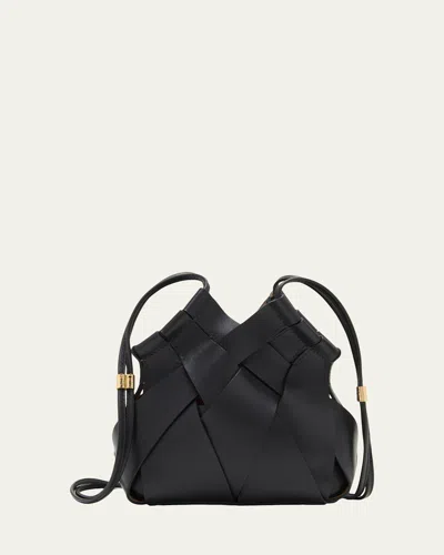 Ulla Johnson Charlotte Woven Leather Crossbody Bag In Black