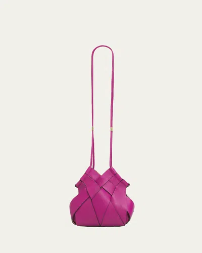Ulla Johnson Charlotte Woven Leather Crossbody Bag In Purple
