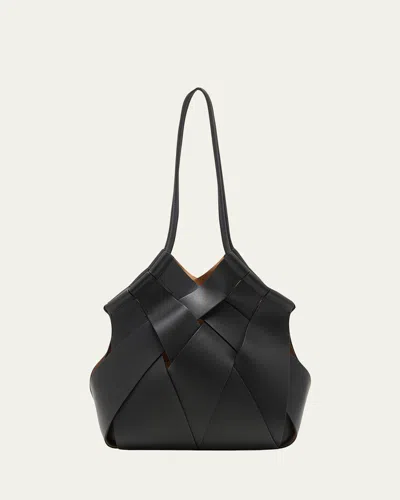 Ulla Johnson Charlotte Woven Leather Shoulder Bag In Black