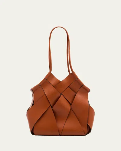 Ulla Johnson Charlotte Woven Leather Shoulder Bag In Brown