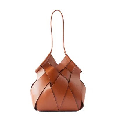 Ulla Johnson Charlotte Woven Leather Shoulder Bag In Brown