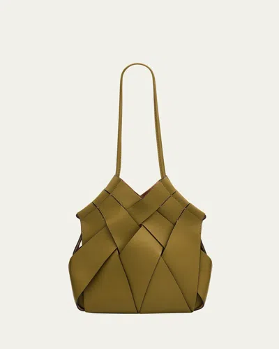 Ulla Johnson Charlotte Woven Leather Shoulder Bag In Green
