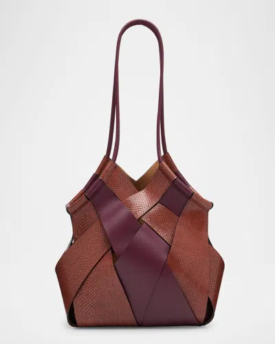 Ulla Johnson Charlotte Woven Snake-print Leather Tote Bag