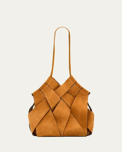 Ulla Johnson Charlotte Woven Suede Shoulder Bag In Brown