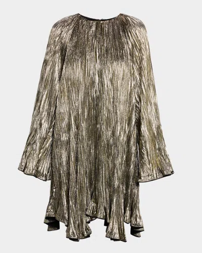 Ulla Johnson Claire Pleated Long-sleeve Mini Dress In Green