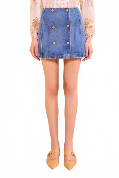 Ulla Johnson Clara Mini Denim Skirt In Danube In Brown