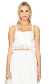 Ulla Johnson Clarissa Cropped Ruffled Broderie Anglaise Cotton Top In Cowrie