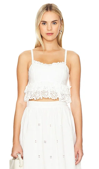 Ulla Johnson Women's Clarissa Eyelet Fitted Crop Top In Cowrie