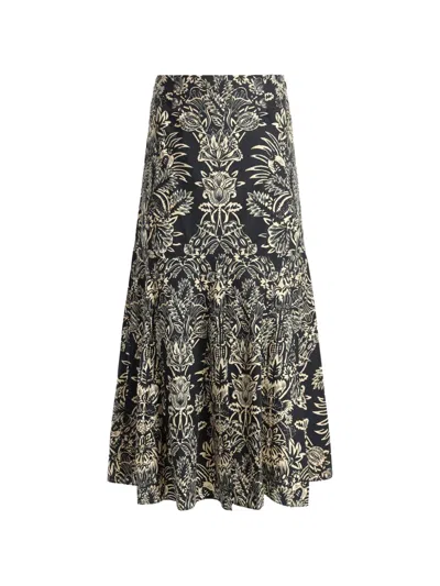 Ulla Johnson Clarisse Floral Midi Skirt In Black