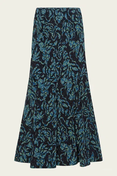 Ulla Johnson Clarisse Trumpet Midi Skirt In Midnight In Multi