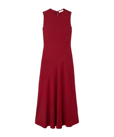Ulla Johnson Clea Scalloped Satin-crepe Midi Dress In Red