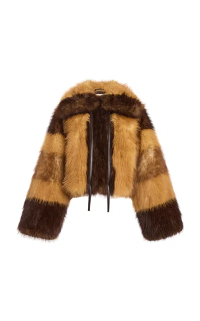 Ulla Johnson Cleo Patchwork Faux-fur Coat In Multi