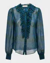 Ulla Johnson Clio Sheer Ruffle Blouse In Papillon