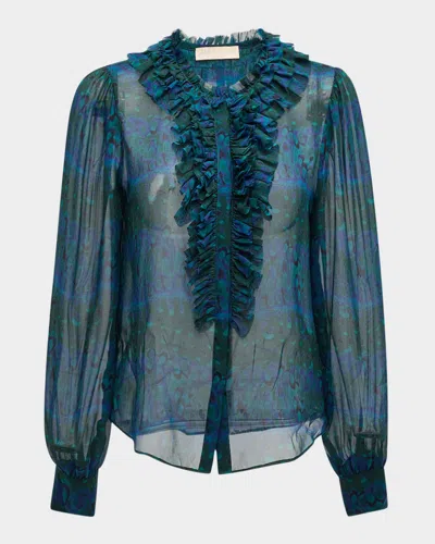 Ulla Johnson Clio Sheer Ruffle Blouse In Papillon