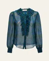 Ulla Johnson Clio Sheer Ruffle Blouse In Papillon