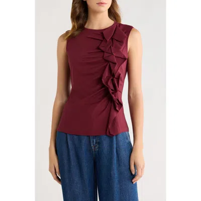 Ulla Johnson Clio Sleeveless Organic Cotton Ruched Top In Claret