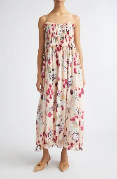 Ulla Johnson Clove Floral Tiered Silk Chiffon Dress In Multi