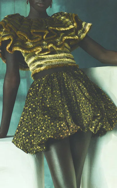 Ulla Johnson Clover Ruffled Crop Top In Gold