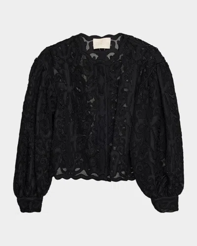 Ulla Johnson Coletta Appliqué Jacket In Black