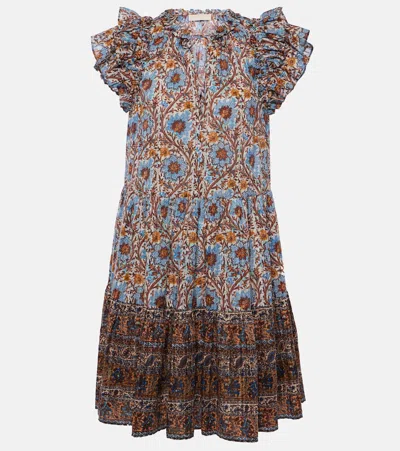 Ulla Johnson Coletta Ruffled Cotton-blend Minidress In Blue