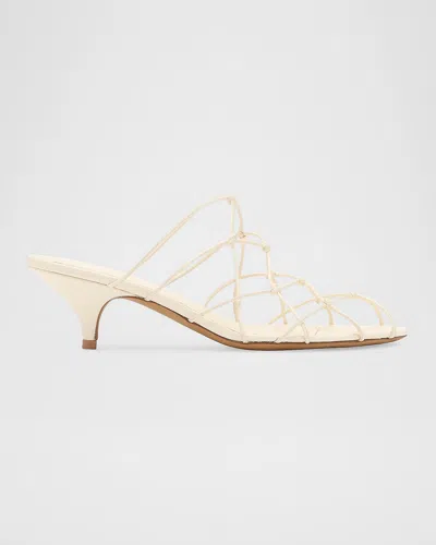 Ulla Johnson Colette 50mm Knotted Kitten-heel Mules In Neutral