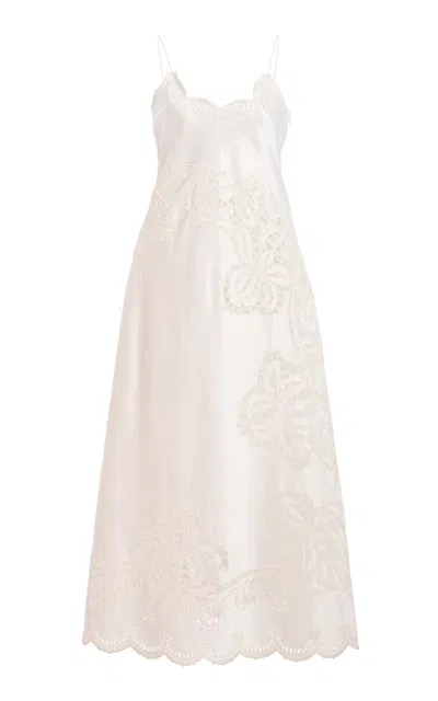 Ulla Johnson Colette Cotton-silk Embroidered Midi Dress In White