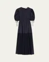 Ulla Johnson Collage Puff-sleeve Midi Dress In Blue