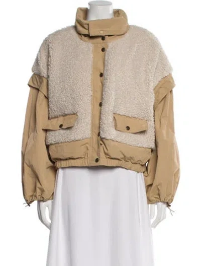 Pre-owned Ulla Johnson Colorblock Pattern Bomber Jacket In Neutral
