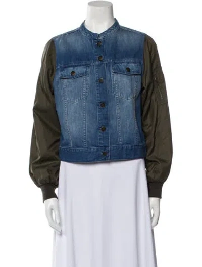 Pre-owned Ulla Johnson Colorblock Pattern Denim Jacket In Blue