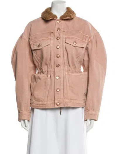 Pre-owned Ulla Johnson Colorblock Pattern Denim Jacket In Pink