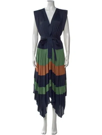 Pre-owned Ulla Johnson Colorblock Pattern Long Dress In Blue