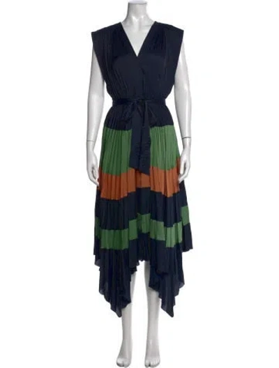 Pre-owned Ulla Johnson Colorblock Pattern Long Dress In Blue