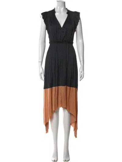 Pre-owned Ulla Johnson Colorblock Pattern Midi Length Dress