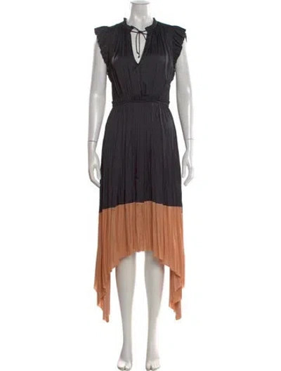 Pre-owned Ulla Johnson Colorblock Pattern Midi Length Dress In Black