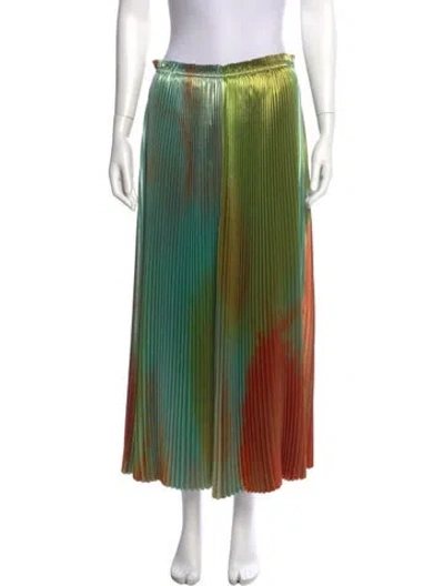 Pre-owned Ulla Johnson Colorblock Pattern Midi Length Skirt In Green