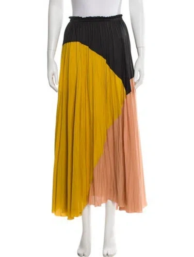 Pre-owned Ulla Johnson Colorblock Pattern Midi Length Skirt In Yellow