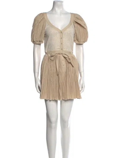 Pre-owned Ulla Johnson Colorblock Pattern Square Neckline Romper In Neutral