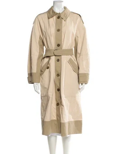 Pre-owned Ulla Johnson Colorblock Pattern Trench Coat In Neutral