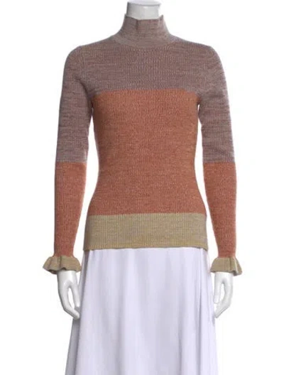 Pre-owned Ulla Johnson Colorblock Pattern Turtleneck Sweater In Neutrals