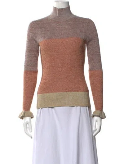 Pre-owned Ulla Johnson Colorblock Pattern Turtleneck Sweater In Neutrals