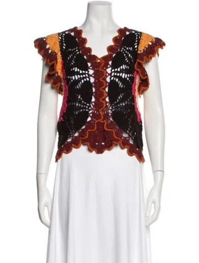 Pre-owned Ulla Johnson Colorblock Pattern V-neck Sweater In Multi