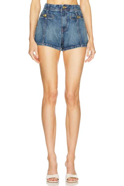 Ulla Johnson Color-blocked Denim Shorts In Blue