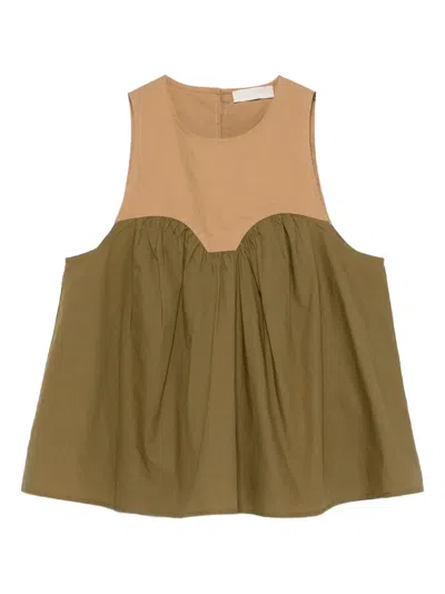 Ulla Johnson Colour-block Gathered Top In Green
