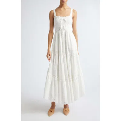 Ulla Johnson Constance Eyelet Sleeveless Cotton Maxi Dress In White