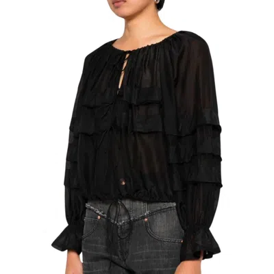 Ulla Johnson Cora Ruffled Blouse In Black
