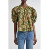 Ulla Johnson Coralie Embroidered Puff Sleeve Top In Multi