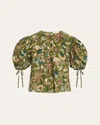 Ulla Johnson Coralie Puff-sleeve Blouse In Green