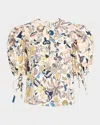 Ulla Johnson Coralie Short Sleeve Blouse Magnolia In Multi