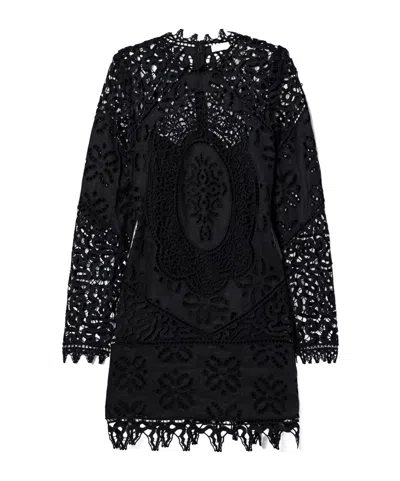 Ulla Johnson Cordedlace Trimmed Linen Mini Dress In Black