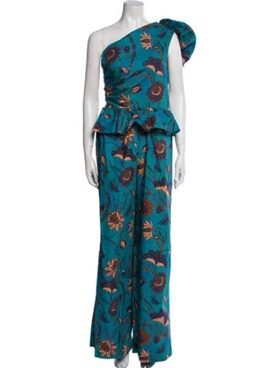 Pre-owned Ulla Johnson Corduroy Floral Print Jumpsuit In Blue